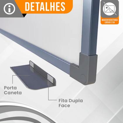 Imagem de Lousa Quadro Branco 90x60cm Moldura MDF Aluminizado com 4 Canetas 1 Apagador