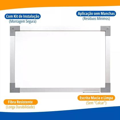 Imagem de Lousa Quadro Branco Magnético 120x90 Soft Alumínio Com Caneta Apagador