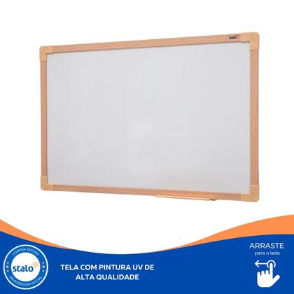 Imagem de Lousa Quadro Branco Superfície UV Moldura MDF Carvalho Soft 90x60 Cm