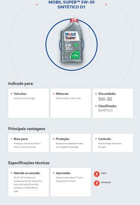 Imagem de Lubrificante 5W30 sintético API SP (Cerificacao Dexos 1) Mobil 1L