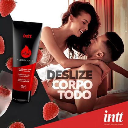 Imagem de Lubrificante Íntimo Beijável Hot Efeito Quente Morango - INTT
