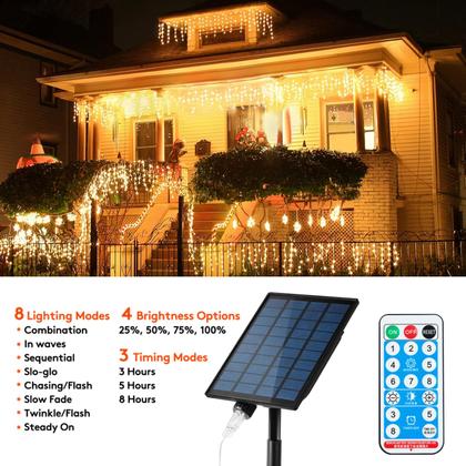 Imagem de Luces Navideñas Solares KiflyTooin 320 LED 9m Impermeables Luz Cálida Blanca