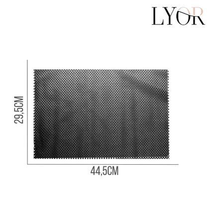 Imagem de Lugar Americano Preto PVC Antiderrapante Flex Sousplat Retangular 45x30cm Lyor