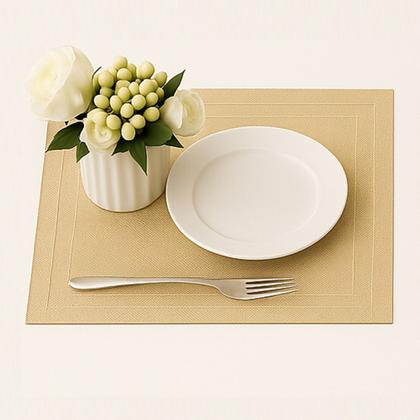 Imagem de Lugar Americano Retangular Mesa PVC Dourado Executivo 30x45cm Em Casa Tem