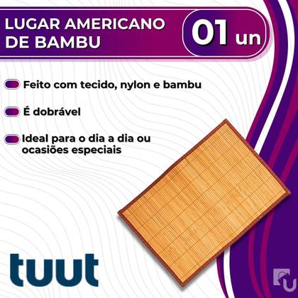 Imagem de Lugar Jogo Americano Bambu Com Borda Para Mesa de Jantar Posta Cozinha Tuut