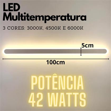 Imagem de Luminária 100cm Barra LED 42 Watts Arandela Parede Teto Gimpo KJBD-165-100CM