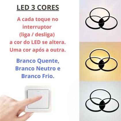 Imagem de Luminária 3 Anéis LED 24 Watts Arandela Plafon Teto Parede Gimpo KJGD-398