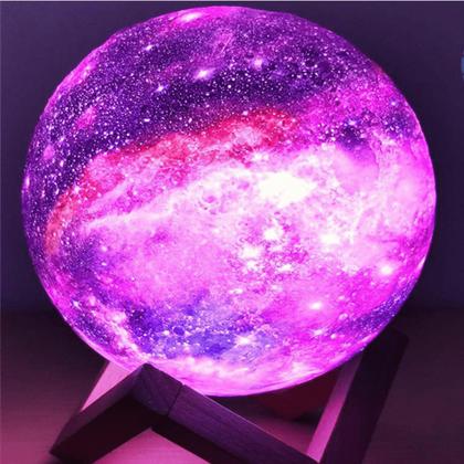 Imagem de Luminária 3D Sensor Touch Lua Cheia 16 Cores RGB 13cm USB Para Decoração LEY2144