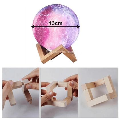 Imagem de Luminária 3D Sensor Touch Lua Cheia 16 Cores RGB 13cm USB Para Decoração LEY2144