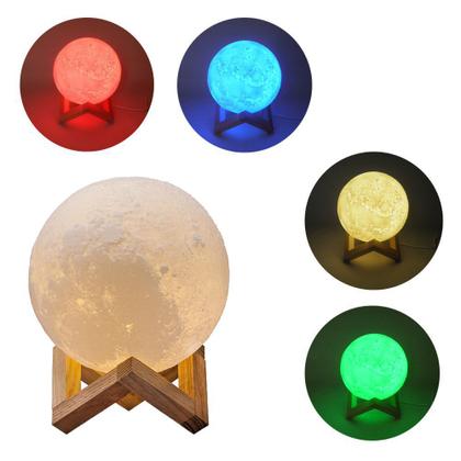 Imagem de Luminaria 3D Touch Lua Cheia Abajur LED Decoracao USB RGB Branca