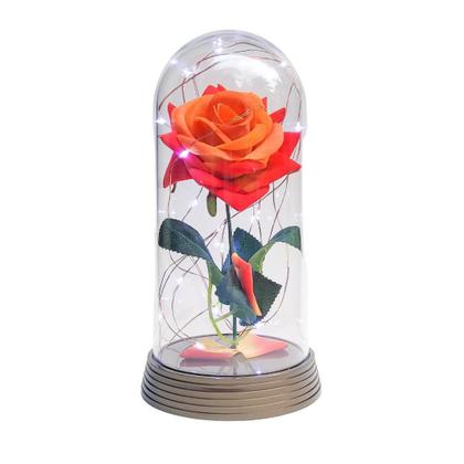 Imagem de Luminária A Rosa Encantada Laranja 20 Cm Base Ouro Frio