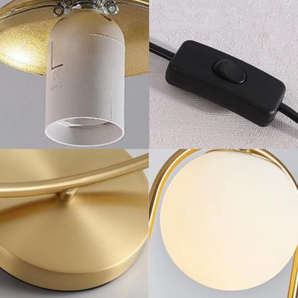 Imagem de Luminária Abajur 43x20cm Jabuticaba 2 Globos KJTD-697-GOLD Gimpo + 2 Lâmpadas 9W LED Bivolt