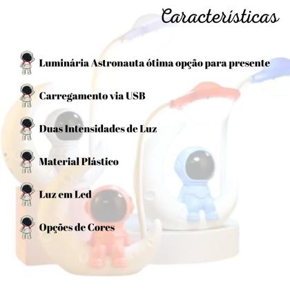 Imagem de Luminária Abajur Astronauta Led Recarregável Decorativo
