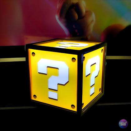 Imagem de Luminária Abajur Bloco Interrogação Super Mario Bros Decoração Gamer