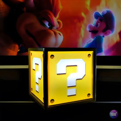 Imagem de Luminária Abajur Bloco Interrogação Super Mario Bros Decoração Gamer