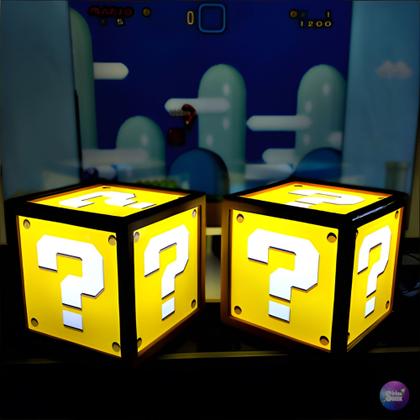 Imagem de Luminária Abajur Bloco Interrogação Super Mario Bros Decoração Gamer