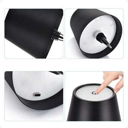 Imagem de Luminária Abajur De Garrafa Mesa LED Touch Sem Fio Portátil