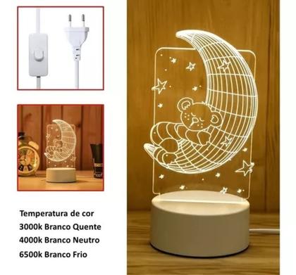 Imagem de Luminária Abajur de Led Lua 3D 4W