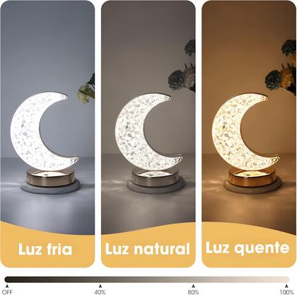 Imagem de Luminária Abajur De Mesa C/ Botão Touch Lua Cristal B-Max BM-F1132