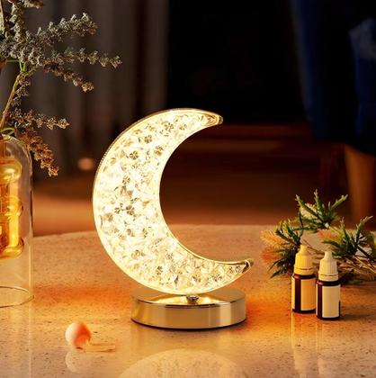 Imagem de Luminária Abajur De Mesa C/ Botão Touch Lua Cristal B-Max BM-F1132