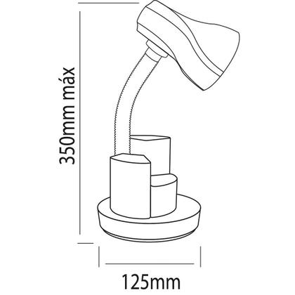 Imagem de Luminária Abajur de Mesa Luz Direcionada Decoração Estudo Escritório Home Office Articulável Porta Lápis Caneta Bivolt E27