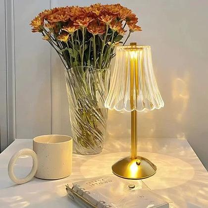 Imagem de Luminária Abajur de Mesa Saia Seda Com Barra Led Sensor Toque De Luz Quarto Sem Fio 3 Cores 110/220v