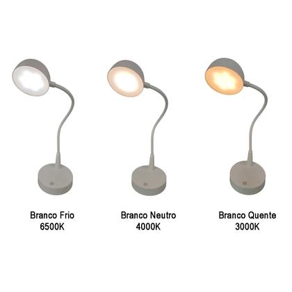 Imagem de Luminaria Abajur de Mesa Touch Led 3 Tons Flexivel USB Bateria Recarregavel Quarto Sala Cabeceira Escritorio Iluminaçao Decoraçao