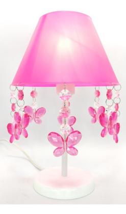 Imagem de Luminária Abajur Infantil Para Mesa de Cabeceira Decoração Quarto Bebê Menina - ABA Borboletas Rosa