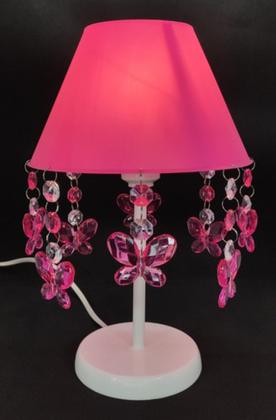 Imagem de Luminária Abajur Infantil Para Mesa de Cabeceira Decoração Quarto Bebê Menina - ABA Borboletas Rosa