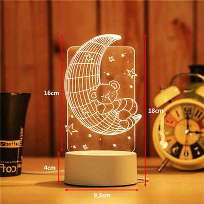 Imagem de Luminária Abajur Led 3d Urso na Lua Para Presentear EB61281