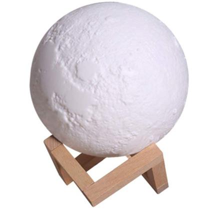 Imagem de Luminária Abajur LED Lua Cheia 3D USB RGB Suporte de Madeira + Fonte CBRN14644