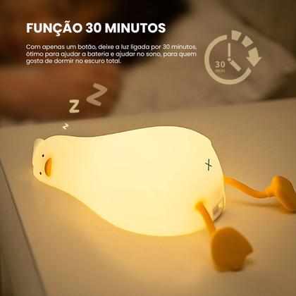 Imagem de Luminária Abajur Led Luz Noturna Recarregável Pato Silicone