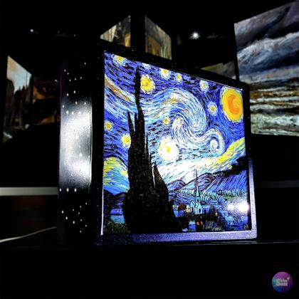 Imagem de Luminária Abajur Noite Estrelada de Van Gogh Arte Decoração