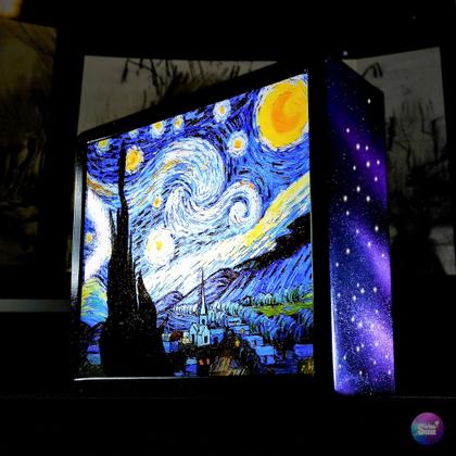 Imagem de Luminária Abajur Noite Estrelada de Van Gogh Arte Decoração