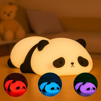 Imagem de Luminária Abajur Panda Silicone Infantil Touch Luz Noturna Sem Fio