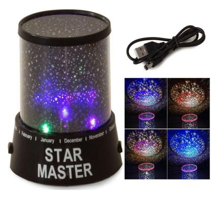 Imagem de Luminária abajur projetor de teto e parede céu infantil led com usb bivolt para festa