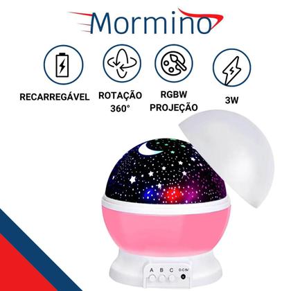 Imagem de Luminária Abajur Projetor Estrelas 360 Colorido Galáxia