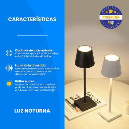 Imagem de Luminária Abajur Quarto Escritório Estudo Luz Noturna Touch