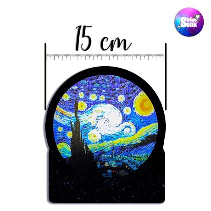 Imagem de Luminária Abajur Redonda Noite Estrelada de Van Gogh Arte Decoração