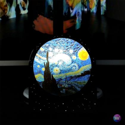 Imagem de Luminária Abajur Redonda Noite Estrelada de Van Gogh Arte Decoração
