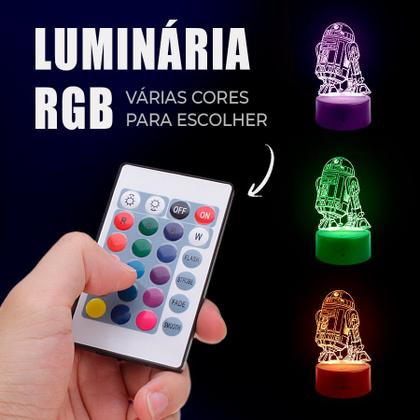 Imagem de Luminária Abajur Star Wars - Robô R2-D2 RGB Controle + Toque