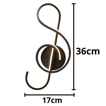 Imagem de Luminária Arandela 36Cm Clave Nota Musical Led 3 Cores 24