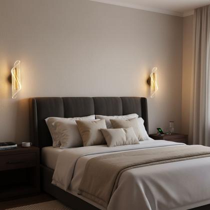 Imagem de Luminária Arandela Led Acrílica Curva 7w 3 Em 1 Cor Dourado de Parede
