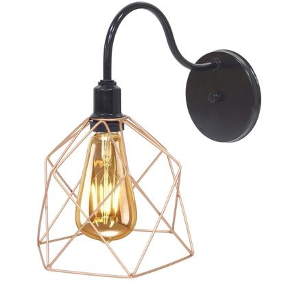 Imagem de Luminária Arandela Parede Aramada Cálice Industrial Retro + Lâmpada Led Preto/Cobre Rose Gold