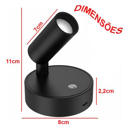Imagem de Luminaria Arandela Parede Mesa Led 3 Tons Ajustaveis Touch Recarregavel Usb Portatil Iluminaçao Decoraçao Casa Exposiçao