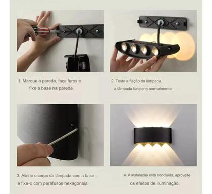 Imagem de Luminária Arandela Refletor Lâmpada Meia Lua 6W LED  À Prova D'Água  Interno e Externo  EBAR608671