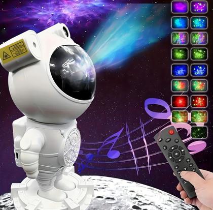 Imagem de Luminária Astronauta LED Projetor de Luz Galaxia Estrelas Bluetooth USB