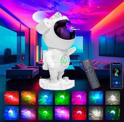 Imagem de Luminária Astronauta LED Projetor de Luz Galaxia Estrelas Bluetooth USB