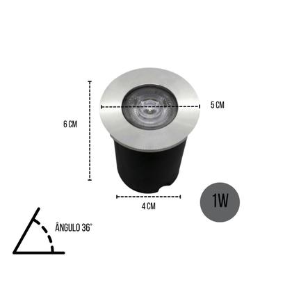 Imagem de Luminária Balizador Spot Led SMD Em PVC De 1W Luz Branco Frio De Embutir Em Piso Chão Solo Gramado Jardim Escada Deck