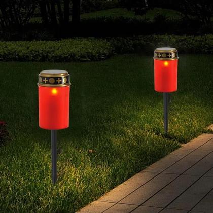 Imagem de Luminaria balizadora solar tipo vela poste led para iluminação de area externa jardim recarregavel